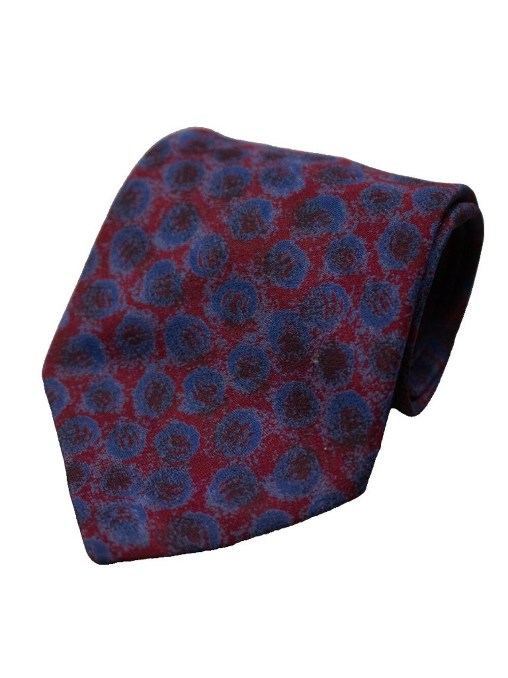 Vintage Yves Saint Laurent Tie 100% Silk Satin Geometric Blue / Red 4"